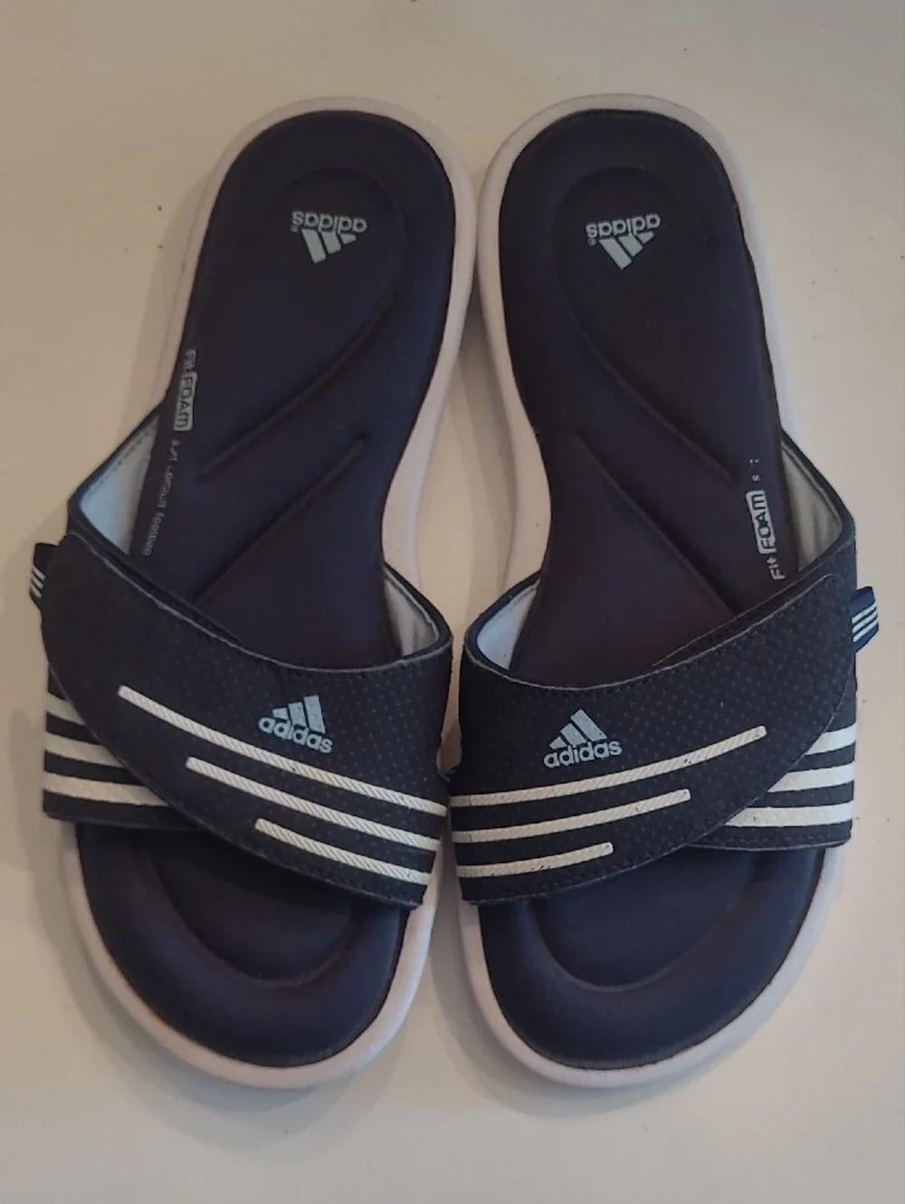 Adidas Slip On Slides Adjustable Open Toe Comfort Foam Bed Rubber Sole Sandal
